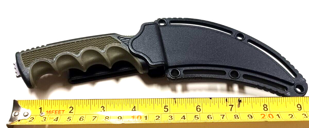 8.5" FIXED KARAMBIT SERRATED BLADE BOOT KNIFE WITH HARD CASE SHEATH