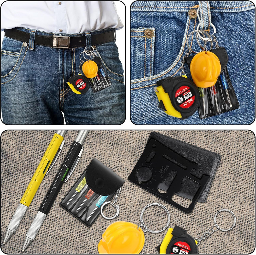 108 Pcs Mini Multitool Set - Tape Measure, Screwdriver, Keychains & More