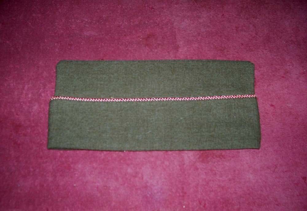 WW II WOOL ENGINEER CORP. GARRISON HAT WITH RED & WHITE PIPING UNISSUED
