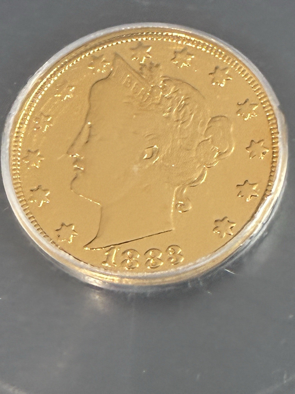 1883 Gold Plated With Out Cents Racketeer V Nickel BEAUTIFULLY Uncirculated