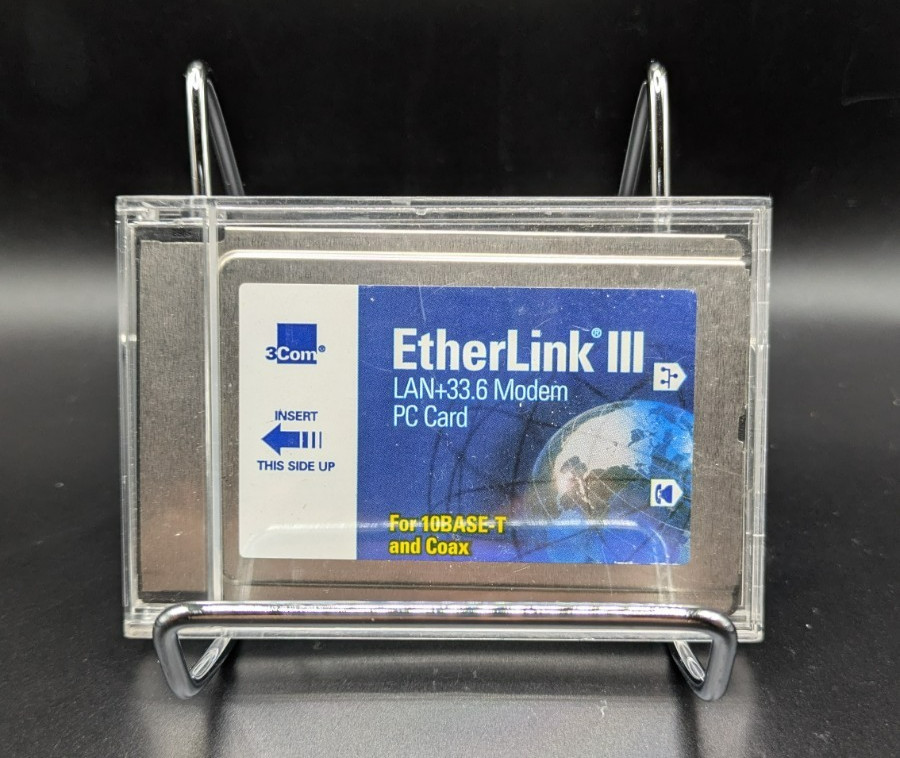 *Untested* 3com EtherLink III LAN PC Card 33.6 Modem 10BASE-T Coax 3C562D 3C563D