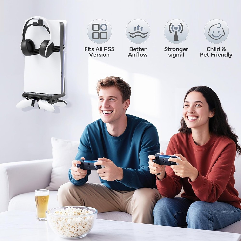 P5 Wall Mount Kit with Controller Holder Compatible with P5/Slim/Pro Disc & D...