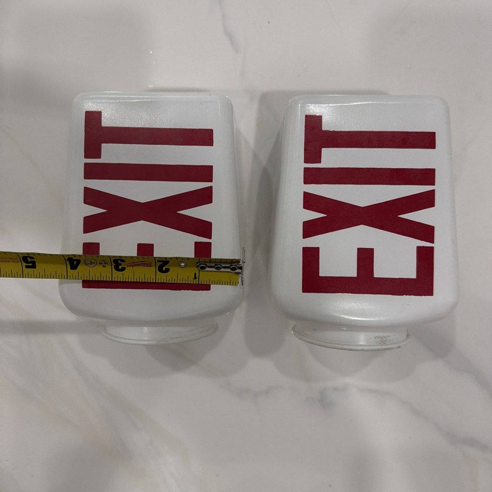 Milk Glass White Exit Double Sided Unusual Light Cover