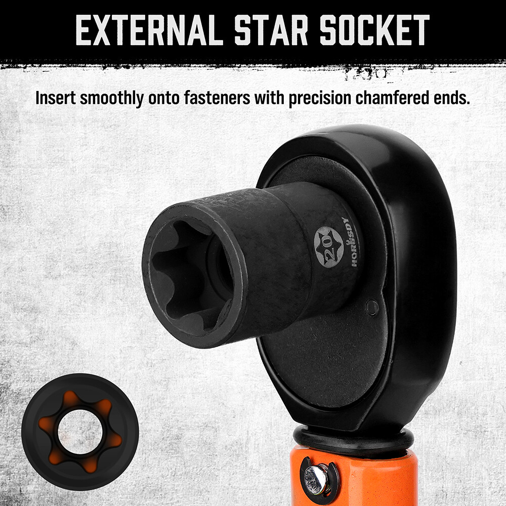 New 13pc Female E Torx Torque Star Socket Bit Set on Snap in Rail E4-E20