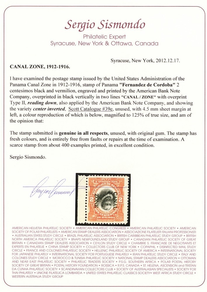 39e, Mint VF HR 2¢ With Inverted Center Error - With Certificate * Stuart Katz