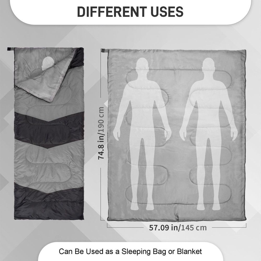 Envelope Camping Sleeping Bag, Rectangular Sleeping Bag Lightweight Waterproof