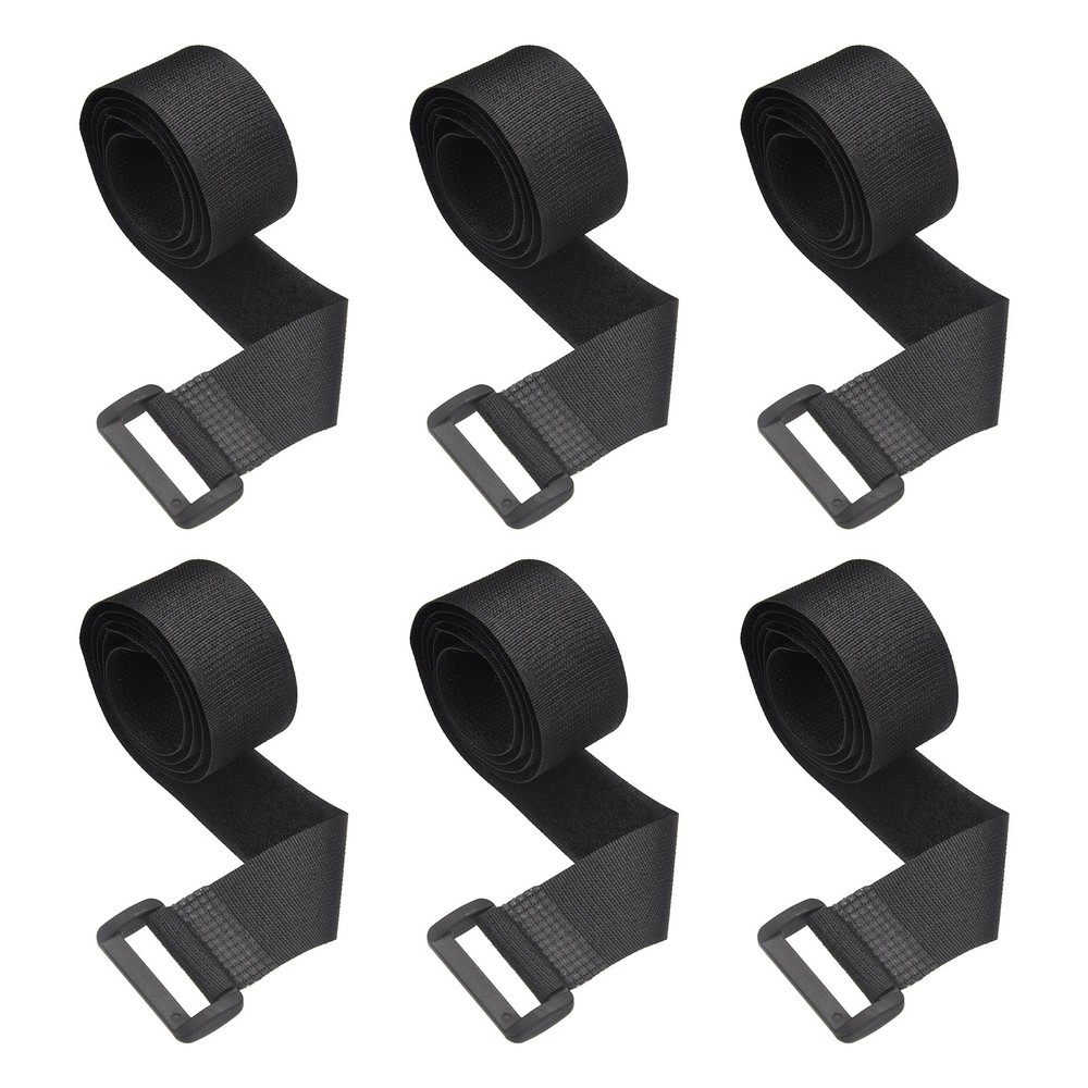 6pcs Reusable Cinch Straps 1"x23.6" Hook and Loop Cable Securing Straps, Black