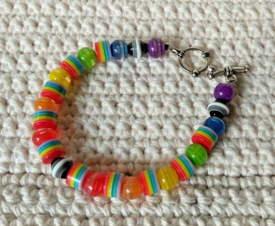 Bracelet / Rainbow Beaded Bracelet