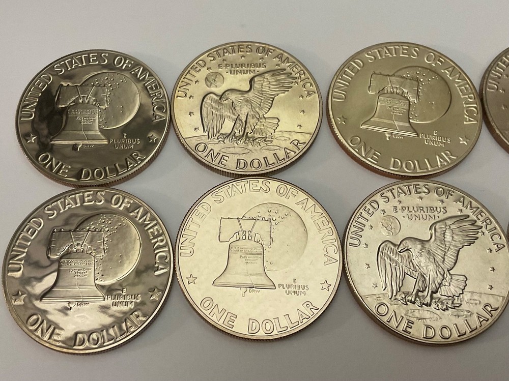 8 IKE EISENHOWER DOLLAR PROOF COIN CLAD 7 PROOF 1 NOT PROOF - UNCIRCULATED NICE!