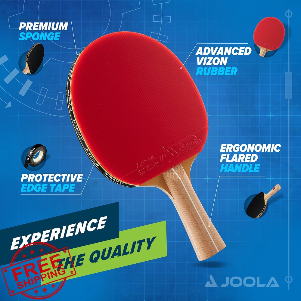 JOOLA Omega Control Table Tennis Paddle Flared Handle Vizon Rubber