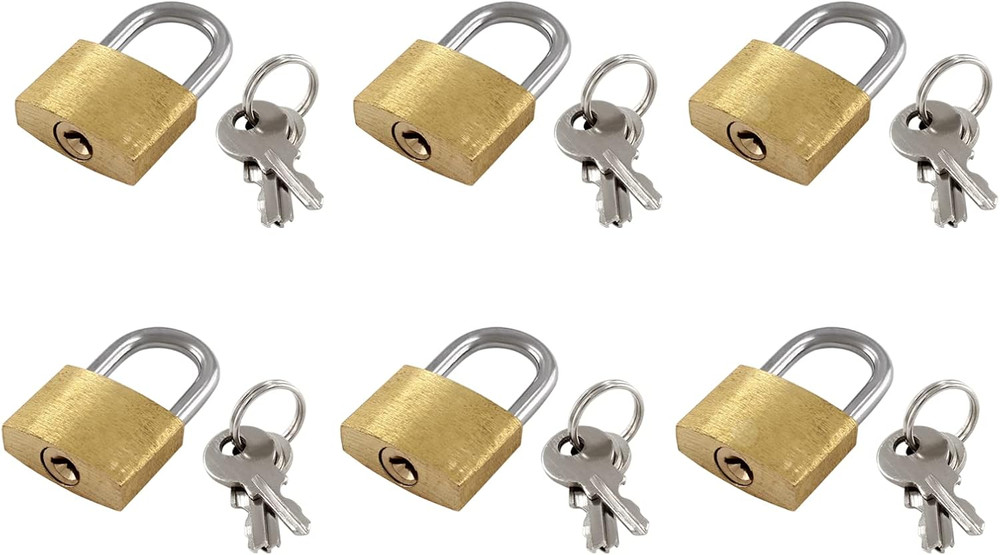 6 Pieces Mini Locks with Keys, Small Solid Brass Padlock Suitcase Locks for Lugg