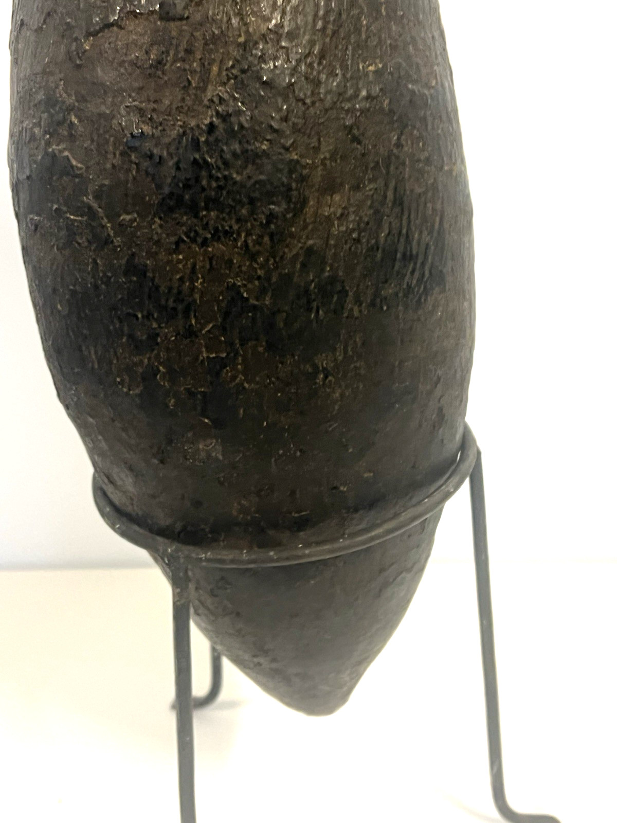 Antique Native American Indian Hand Made Clay Pottery Jug; with Stand