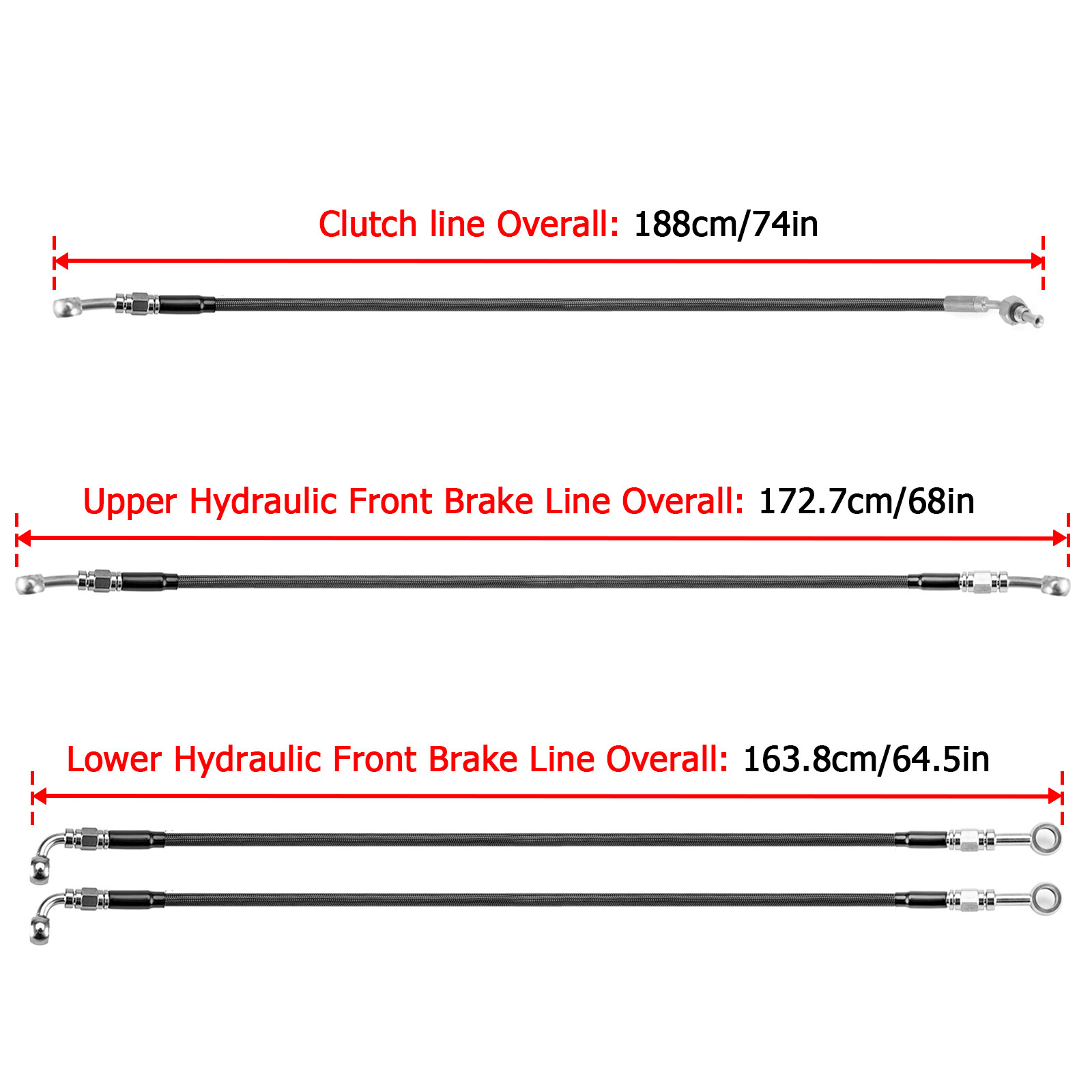 12"-14" Handlebar Hydraulic Clutch & Brake Lines for 14-16 Harley Touring ABS