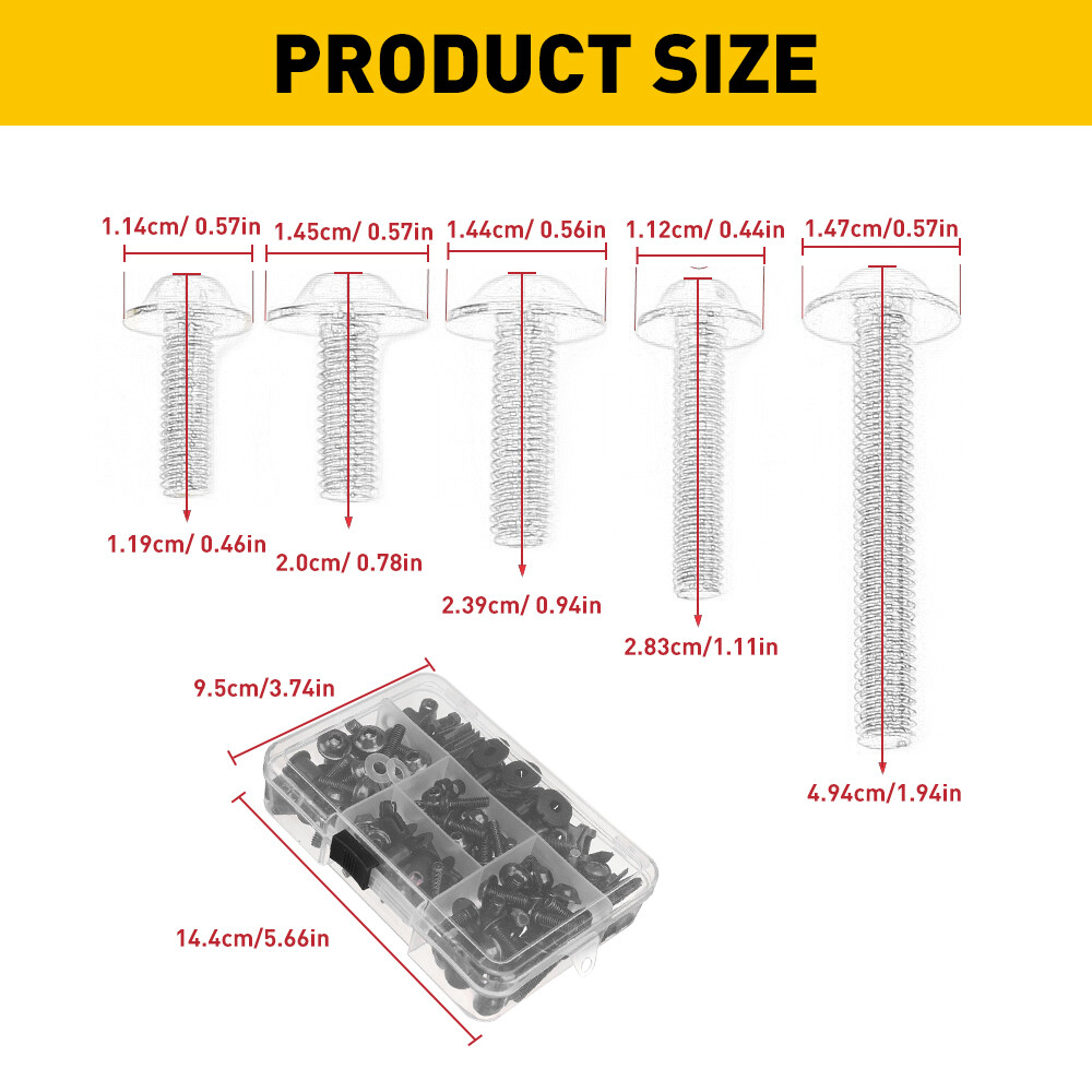 195pcs Motorcycle Complete Fairing Bolts Kit Bodywork Screws Nuts Set M5 M6