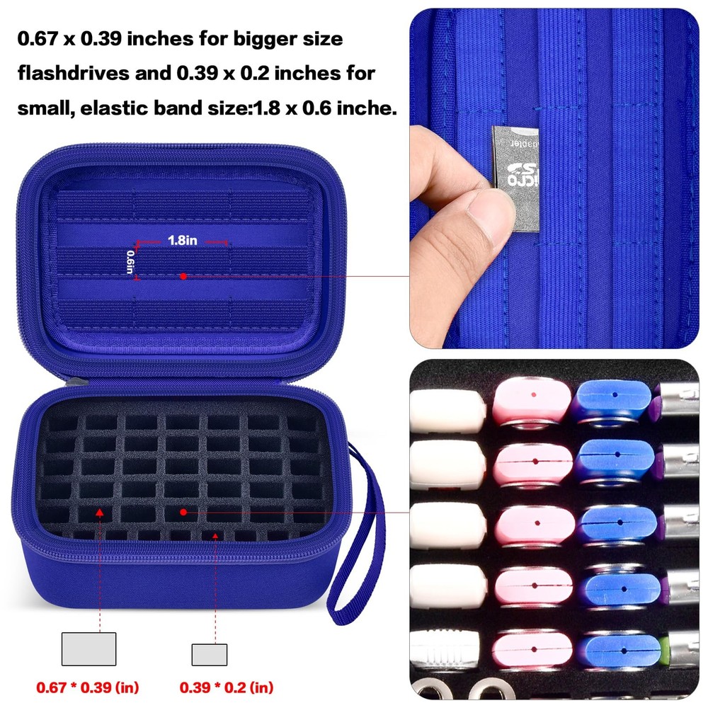 USB Flash Drive Case, Thumb Drive, Memory Card SD SDXC SDHC Large, Blue