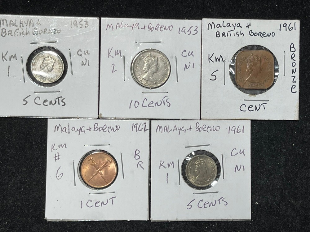 Assorted Malaya 5 Coins Lot