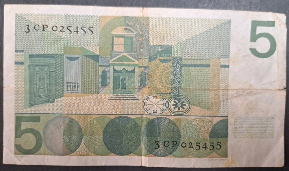 1966 Netherlands 5 Gulden P90a 3CP025455.