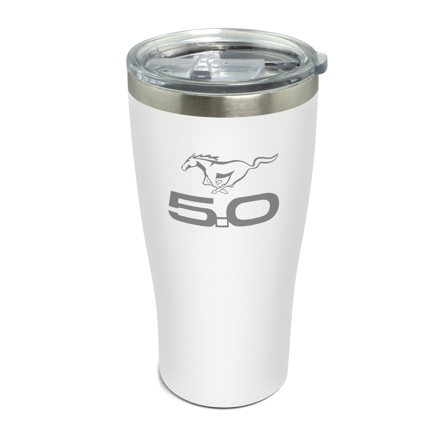 Ford Mustang 5.0 20 oz Laser Etched Logo White Stainless Steel Tumbler Mug