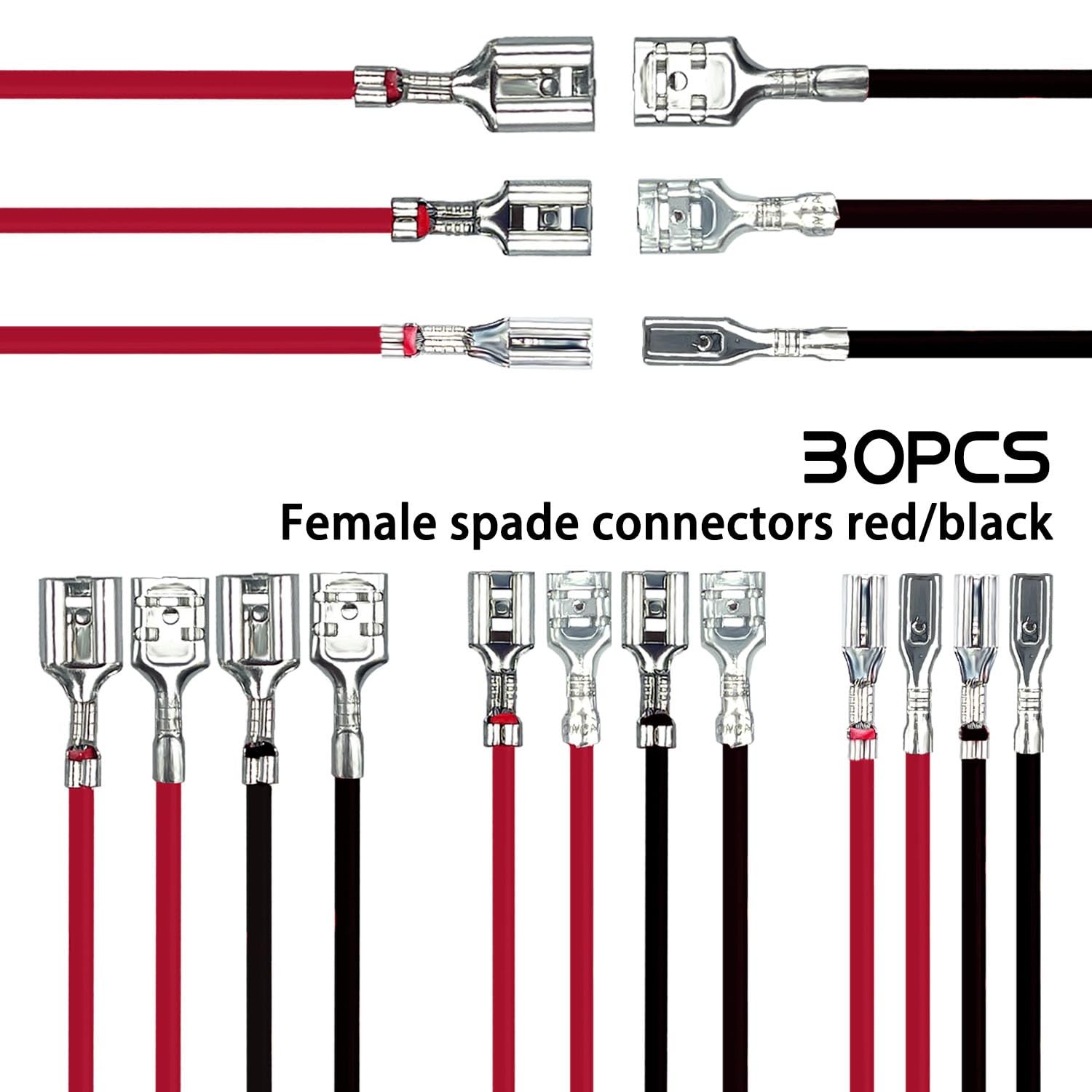 Tmyjfjingxi 30PCS 2.8mm /4.8mm /6.3mm Female Speaker Wire Connector Insulating