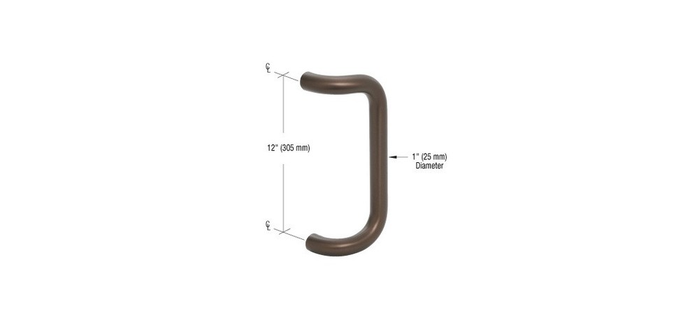 CRL 12" Pull Handle Bronze Aluminum 1" Diameter 2.5" Projection