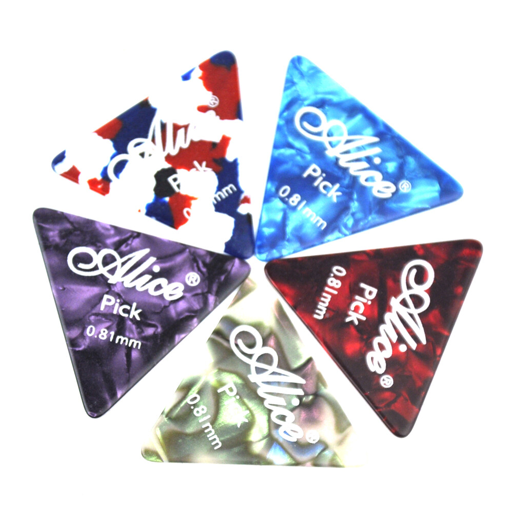50Pcs Alice Medium 0.81mm 355 Triangle Guitar Picks Plectrums Celluloid
