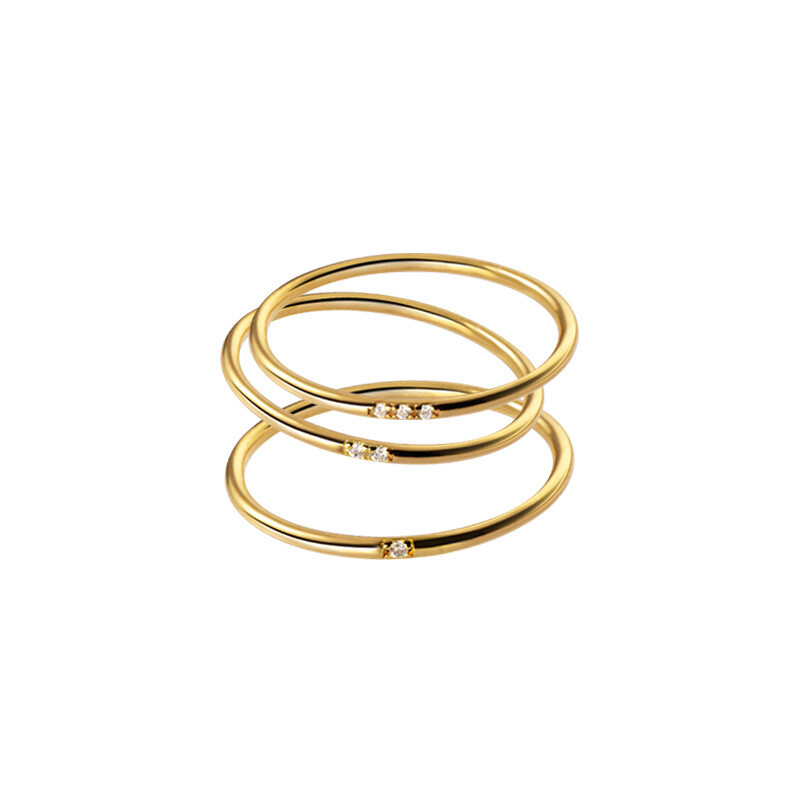 10K Solid Yellow Gold Stackable Ladies Ring With Natural Diamond Ring Size US5-7