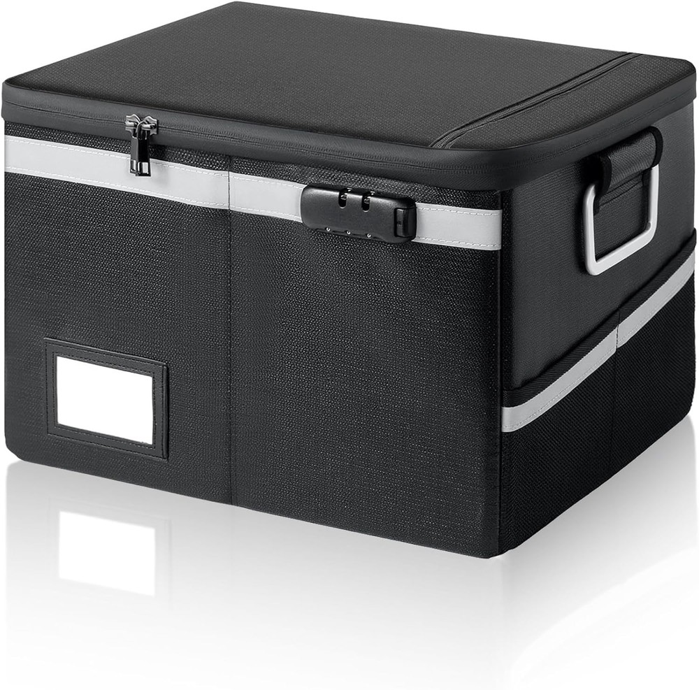New Black fireproof and waterproof safe,folder and file box with key lock