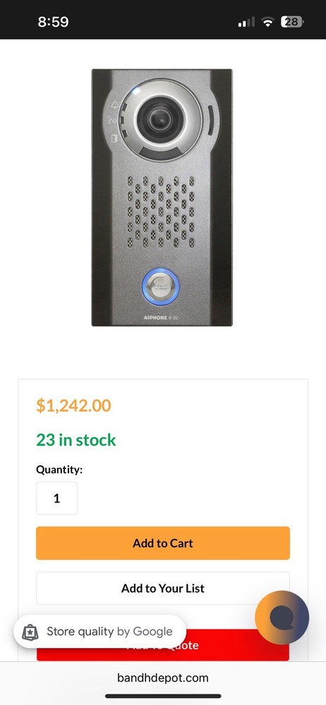 Aiphone IX-DV SIP Compatible Surface Mounted IP Video Door Station