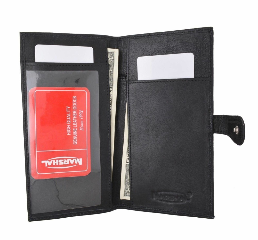 Genuine Leather PLAIN Checkbook Cover Black with Snap Closure NEW!!!