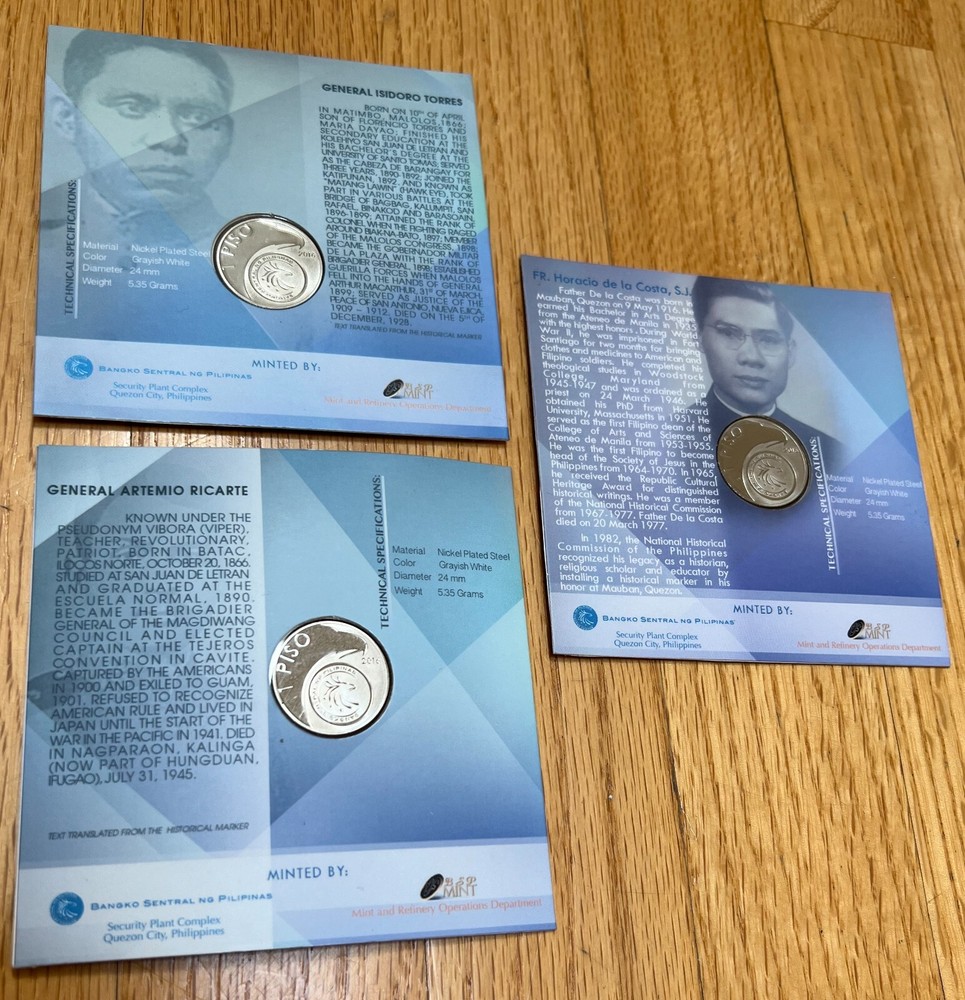 3 different 2016 Philippines 1 Piso Commemorative Coins