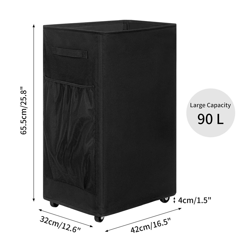 90l Rolling Laundry Basket Large Laundry Hamper With Wheels Collapsible Clothes