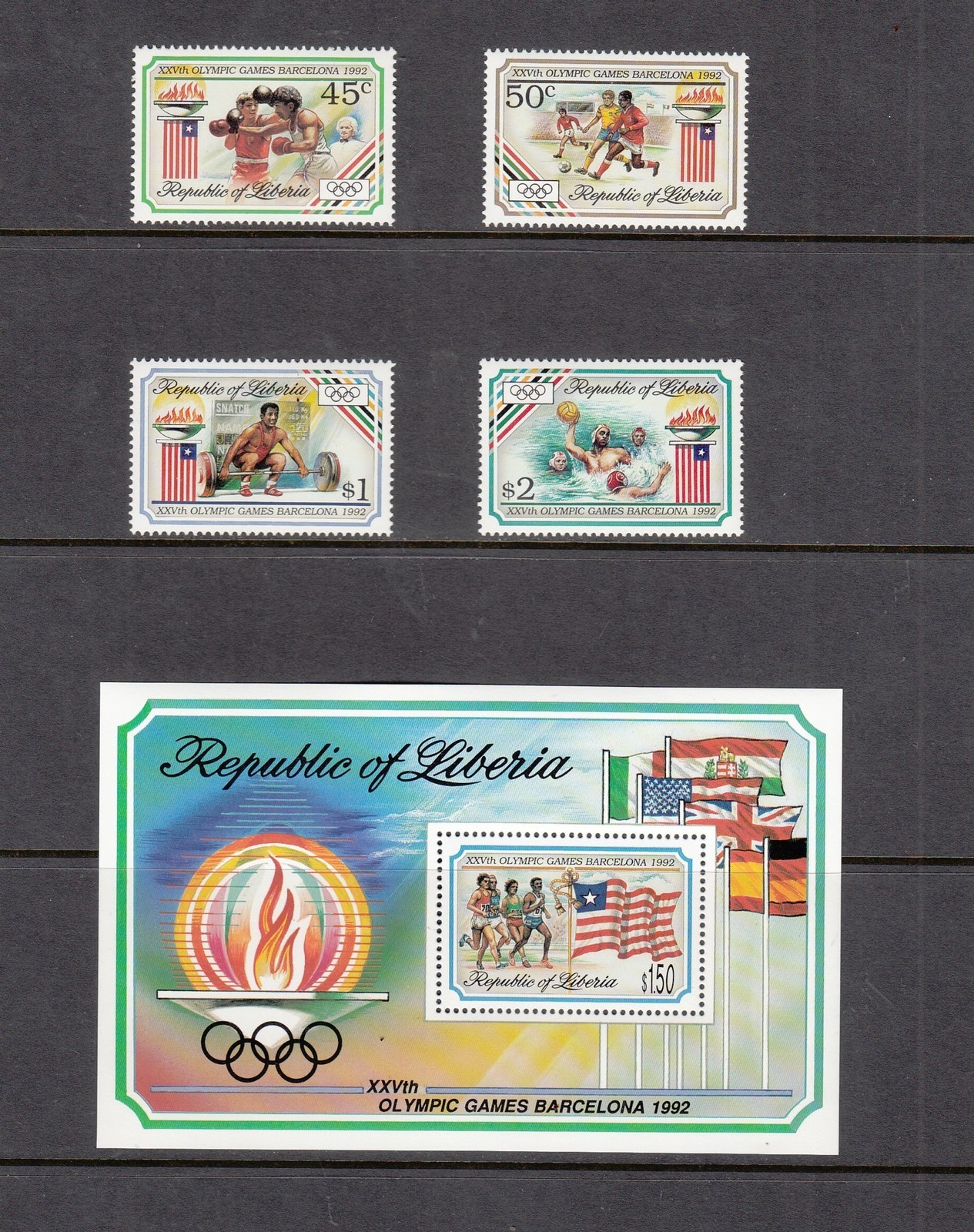Z793   Liberia  1992   Olympics boxing waterpolo   MNH