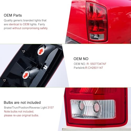 Rear Tail Light assemblies for 2002-2006 Dodge Right Side - Red - without Bulbs