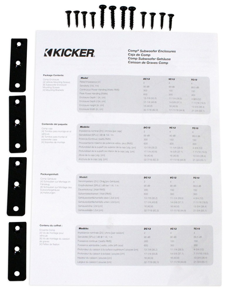 KICKER 43TC104 Comp 10" Subwoofer In Thin Profile Sub Box Enclosure, 4-Ohm