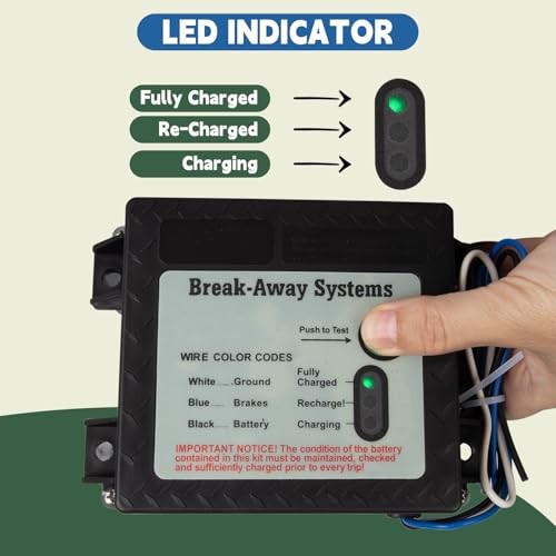 Trailer Brakes Breakaway Kit Side Mount Controller System with Switch, LED