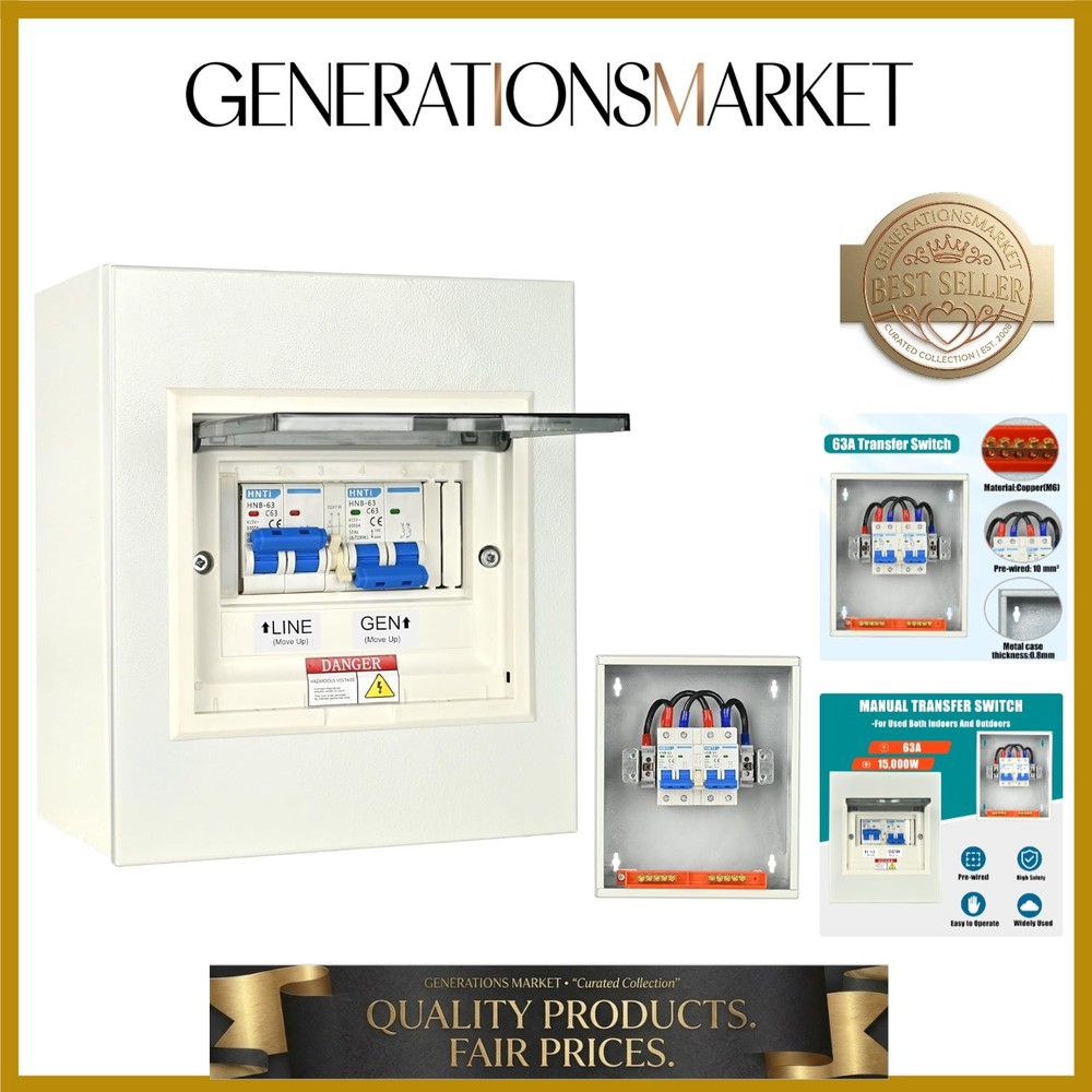 Transfer Switch for Home Generator, Upgraded 63 Amp Generator Transfer Switch...