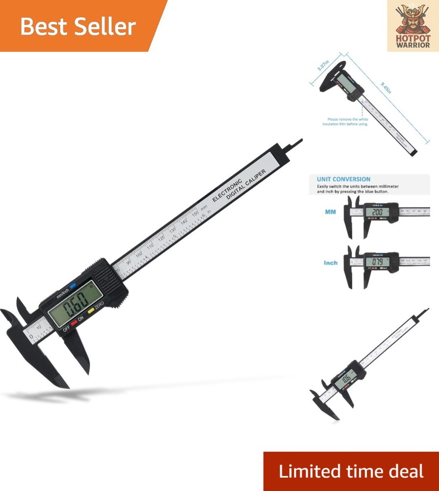 Precision Digital Caliper 0-6” Measuring Tool with Easy LCD Screen & Auto-Off
