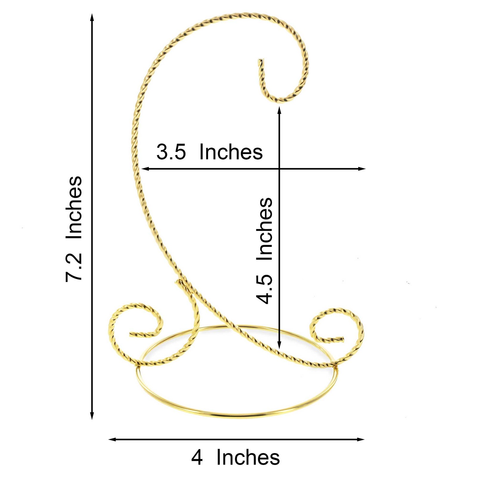 Twisted Wire Gold Metal Ornament Stand Display 7.2 Inches (Taiwan)