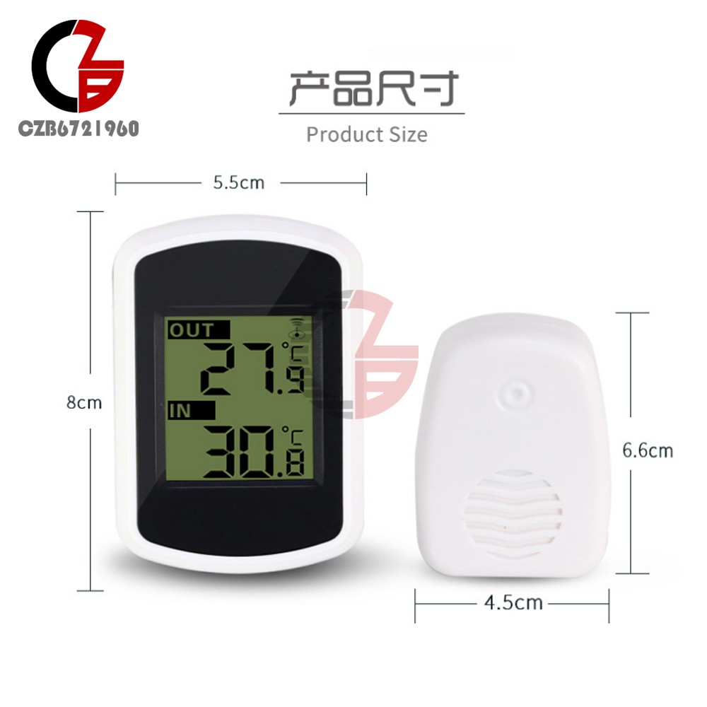 Wireless Indoor/Outdoor Digital Thermometer with Remote Sensor LCD Temperature