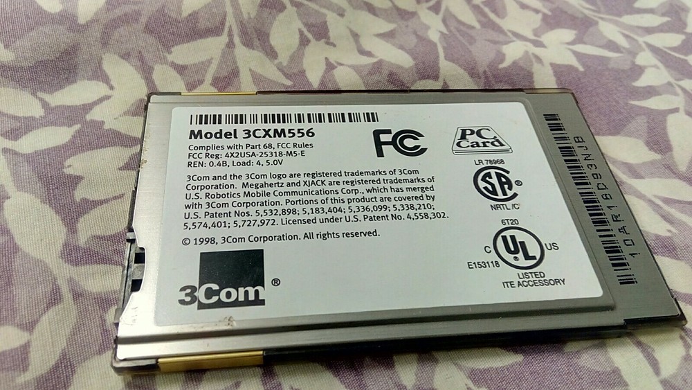 3Com Megahertz 56K Cellular Modem PC Card Model 3CXM556 XJACK