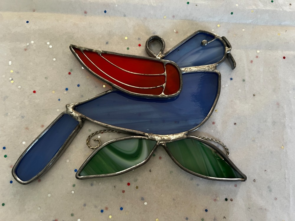 Preowned Suncatcher Stained glass window Decoration Bird Made in Cape Cod