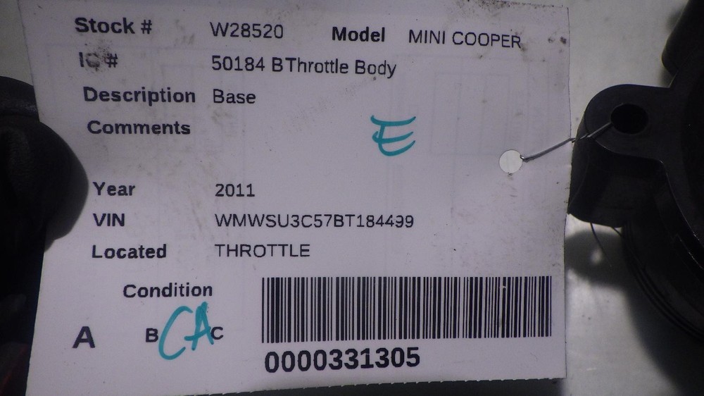 11 MINI COOPER Throttle Body