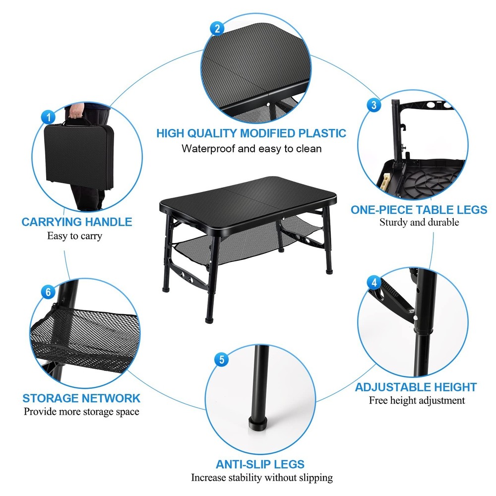 KPR Retractable Small Folding Table and Stool Set, Portable Camping Foldable ...
