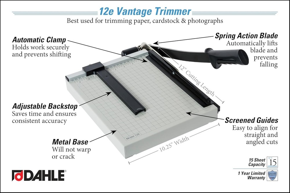 Compact 12" Paper Cutting Machine with Automatic Clamp - Ideal for Home & Office