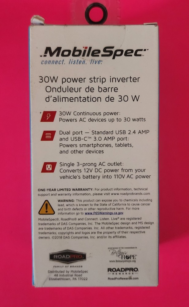 Mobile Spec. 30-Watt Power Strip Inverter
