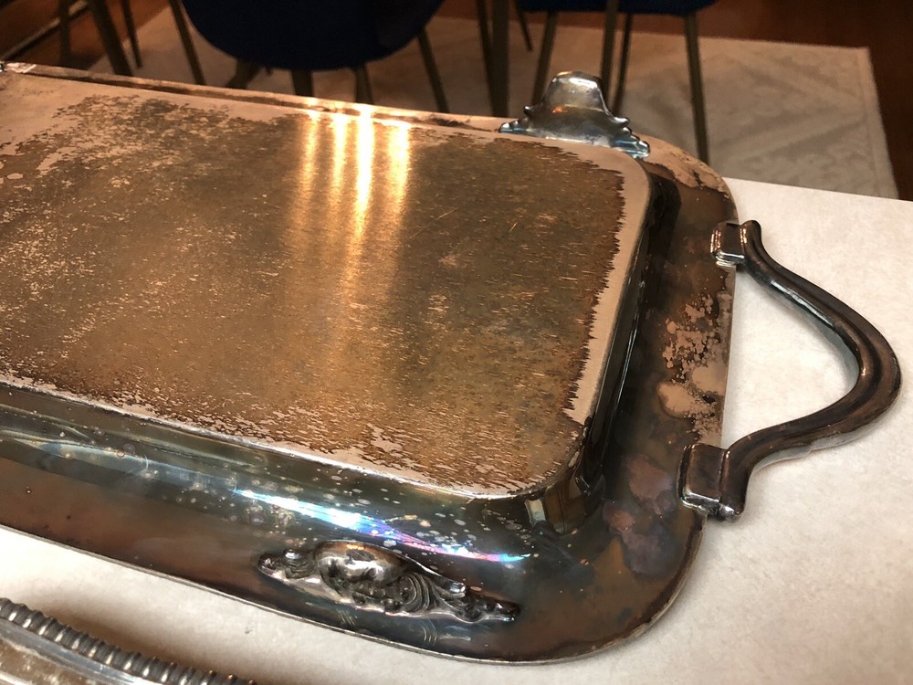 Antique Crown Silver Co. Divided Platter & Serving Tray Lids Marked