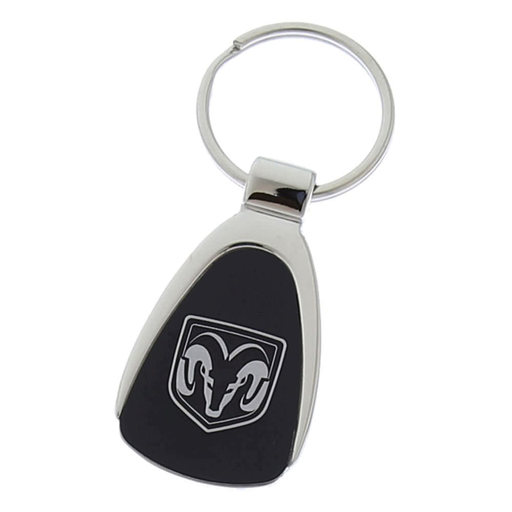 Dodge Ram Head Logo Tear Drop Key Ring (Black)