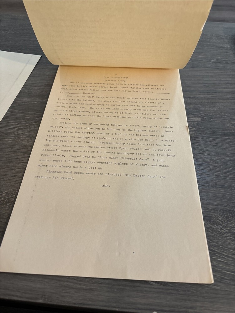 1949 The Dalton Gang Script Not Complete (G)