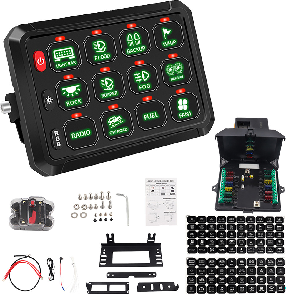 MOOSE OFFROAD Gang Switch Panel - 12 Position 90-200-PU