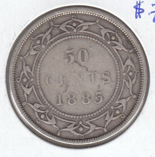 1885 Newfoundland Fifty Cent Silver Coin